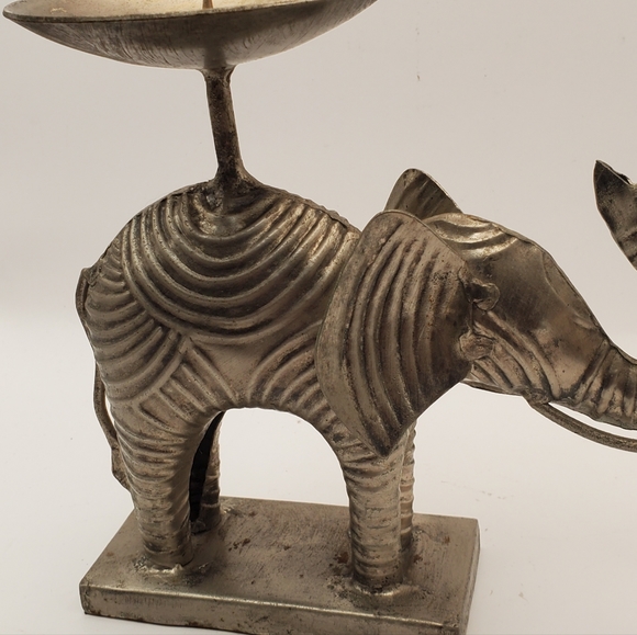 Beautiful Indo Greek Ancient Elephant Bronze Silver Candle Holder 6" H , India - Picture 9 of 14